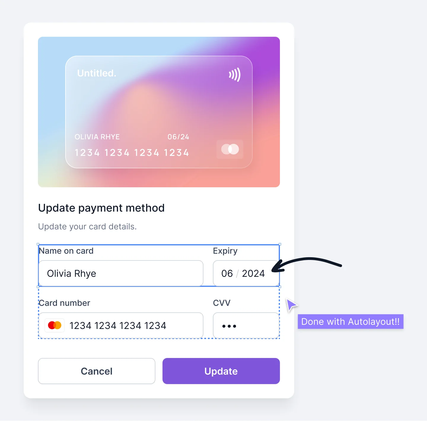 Payment method component