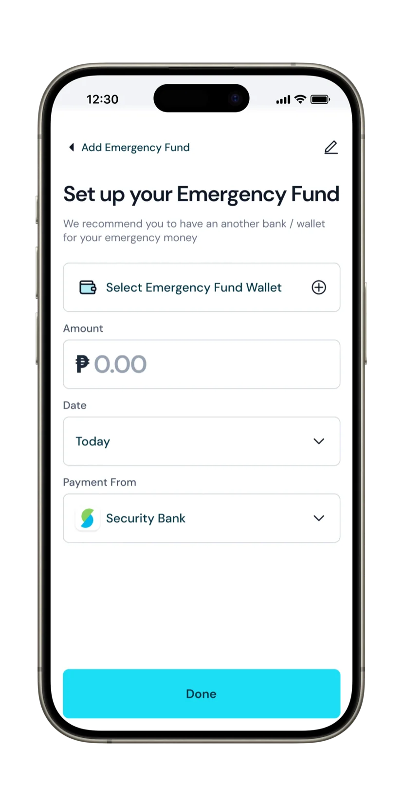 Emergency fund setup